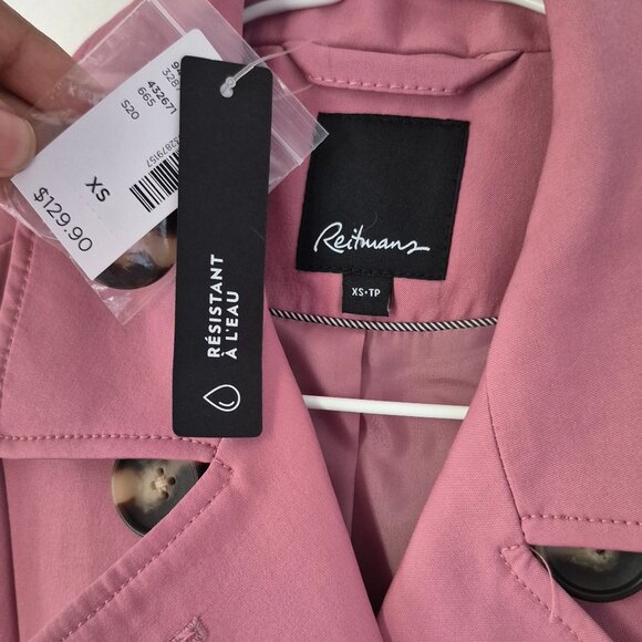 NWT Reitmans Pink Trench Coat Women XS - Picture 2 of 3